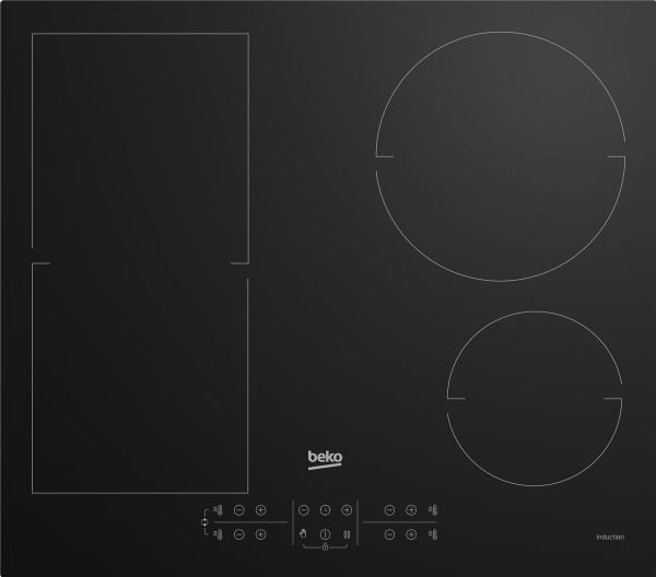 Beko HII64200FMT, Svart, Inbyggnad, 60 cm, Zon induktionshäll, Glas, 4 zon(er)