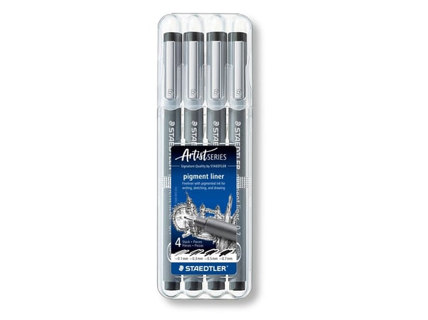 STAEDTLER pigment liner 308 - Fineliner - svart - pigmentbläck (paket om 4)