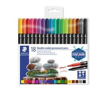 STAEDTLER 3187 - Märkpenna med dubbel spets - permanent - blandfärger - 3 mm / 0.5 mm - fin / ultrafin (paket om 12)