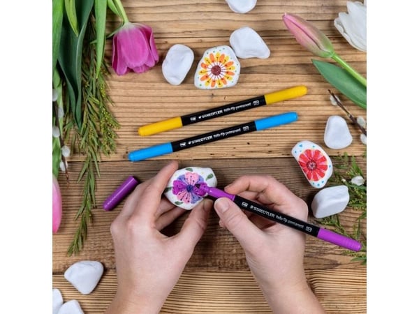 STAEDTLER 3187 - Märkpenna med dubbel spets - permanent - blandfärger - 3 mm / 0.5 mm - fin / ultrafin (paket om 12)