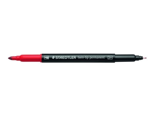 STAEDTLER 3187 - Märkpenna med dubbel spets - permanent - blandfärger - 3 mm / 0.5 mm - fin / ultrafin (paket om 12)