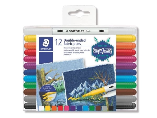 STAEDTLER 3190 - Märkpenna med dubbel spets - för ljus tyg, dark fabrics - blandfärger - fin / ultrafin (paket om 12)