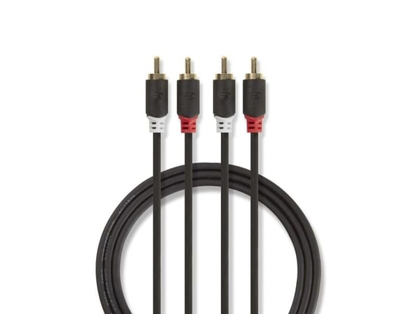 Nedis - Audiokapeli - RCA han til RCA han - 5 m - antracit (sort) - rund