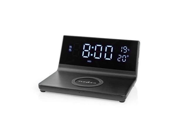 Nedis WCACQ20BK, Digital väckarklocka, Rektangel, Svart, Akrylnitrilbutadienstyren (ABS), 24 timmar, 1 ° C