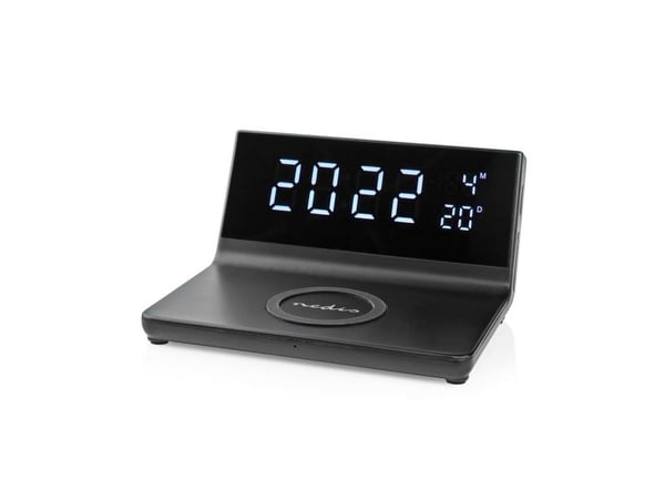 Nedis WCACQ20BK, Digital väckarklocka, Rektangel, Svart, Akrylnitrilbutadienstyren (ABS), 24 timmar, 1 ° C