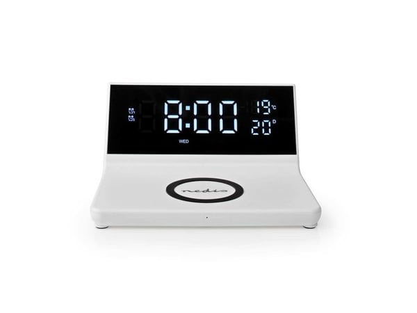 Nedis WCACQ20WT, Digital väckarklocka, Rektangel, Vit, Akrylnitrilbutadienstyren (ABS), 24 timmar, 1 ° C