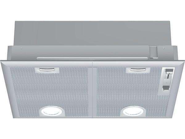 Siemens iQ300 LB55565 - Kåpa - huv - Fördjupning - bredd: 50 cm - djup: 35 cm - utsug och återcirkulering (-) - med inbyggd motor - silver-metallic
