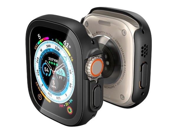 Spigen Thin Fit 360, Ask, Smartwatch, Svart, Apple, Apple Watch Ultra, Polykarbonat, Härdat glas