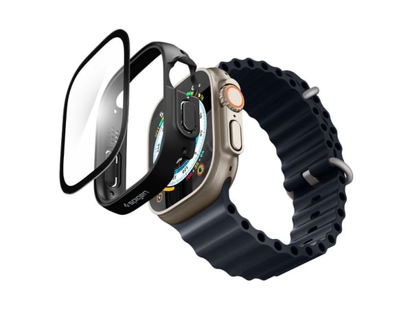 Spigen Thin Fit 360, Ask, Smartwatch, Svart, Apple, Apple Watch Ultra, Polykarbonat, Härdat glas