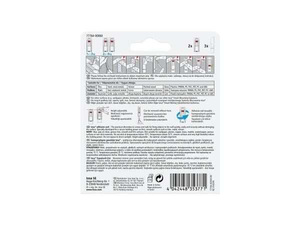 TESA 77764, Innendørs, Universalkrok, Hvit, 3 kg, 2 stykker
