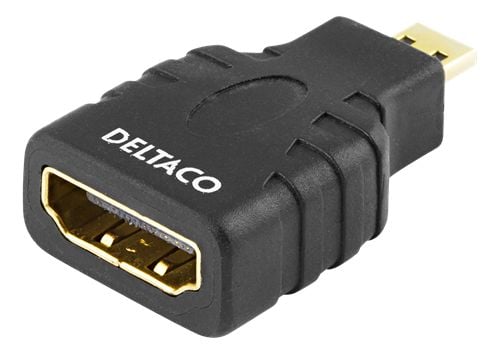 DELTACO - HDMI-adapter - HDMI hunn til 19 pin micro HDMI Type D hann - svart - 4K60Hz UHD-støtte