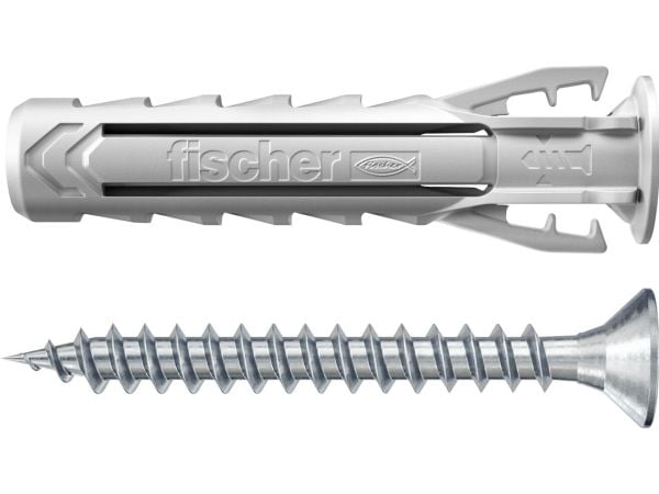 Fischer 568208, Skrue- og veggpluggsett, Lettbetong, Murstein, Betong, Gipsfiberplate, Murverk, Nylon, Grå, Pozidriv, PZ2