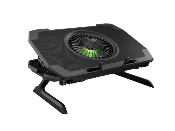 Genesis Oxid 850 RGB - Notebook-stativ - med 5 kjølevifter, 2-port USB-hub - 17,3" - 140 mm/60 mm - svart