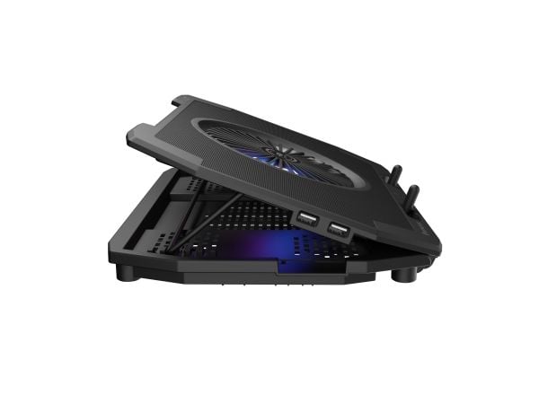 Genesis Oxid 850 RGB - Notebook-stativ - med 5 kjølevifter, 2-port USB-hub - 17,3" - 140 mm/60 mm - svart