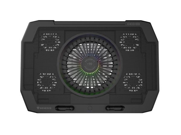 Genesis Oxid 850 RGB - Notebook-stativ - med 5 kjølevifter, 2-port USB-hub - 17,3" - 140 mm/60 mm - svart