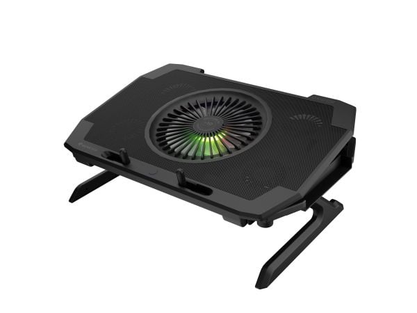 Genesis Oxid 850 RGB - Notebook-stativ - med 5 kjølevifter, 2-port USB-hub - 17,3" - 140 mm/60 mm - svart