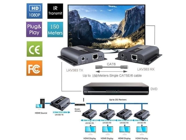 AV-signaalin siirtojärjestelmä Techly HDMI Extender Cat.6 HDBitT IR 1080p * 60Hz jopa 120m asti