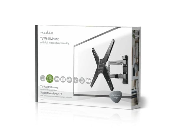 Nedis TVWM5530BK, 66 cm (26"), 106,7 cm (42"), 30 kg, 75 x 75 mm, 400 x 400 mm, Sølv, Sort