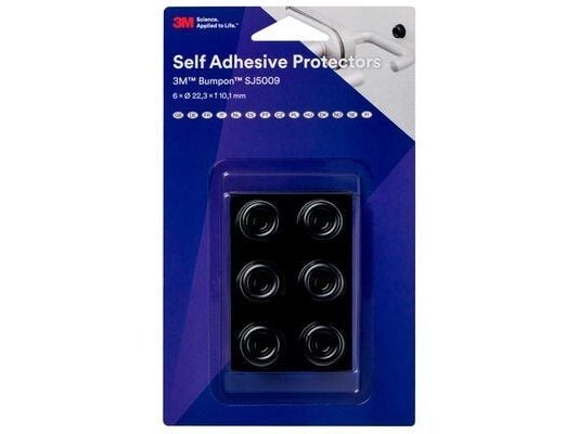 3M SJ5009BL, Sort, Polyurethan, Gummi, Rund, 2,23 cm, 10,1 mm, 6 stykker