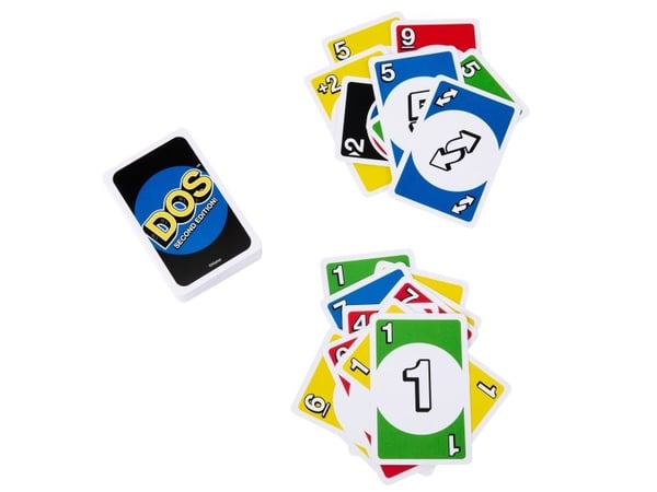 Mattel Games DOS Andra utgåvan av ett kortspel för barn och vuxna, Kortspel, Kasta kort, 7 År, Familjespel