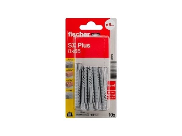 Fischer 567857, Ekspansjonsanker, Lettbetong, Murstein, Betong, Gipsblokk, Murverk, Nylon, Tyskland, 8 mm, 65 mm