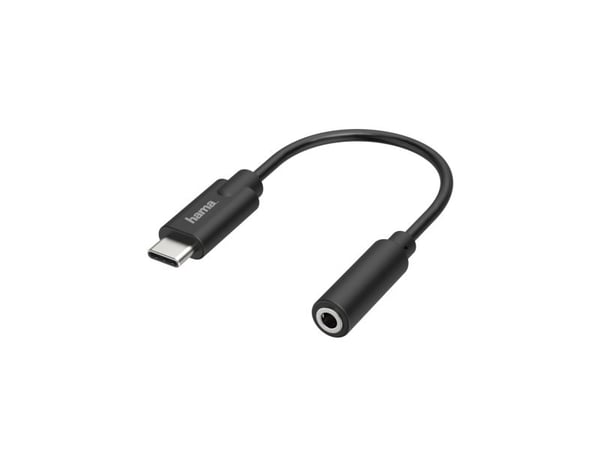 Hama Essential Line - USB-C til hodetelefons-jakkadapter - USB-C hann til mini-phone stereo 3.5 mm hunn - svart