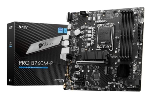 MSI PRO B760M-P - Hovedkort - micro ATX - LGA1700-sokkel - B760 Chipset - USB 3.2 Gen 1, USB-C 3.2 Gen2 - Gigabit LAN - innbygd grafikk (CPU kreves...