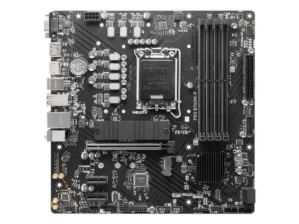 MSI PRO B760M-P - Hovedkort - micro ATX - LGA1700-sokkel - B760 Chipset - USB 3.2 Gen 1, USB-C 3.2 Gen2 - Gigabit LAN - innbygd grafikk (CPU kreves...