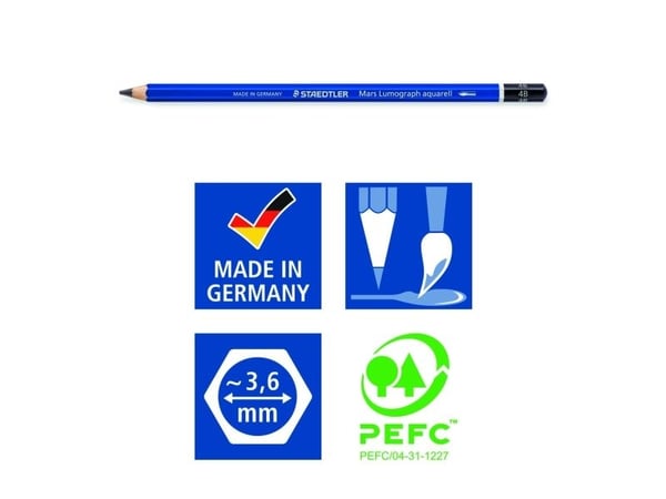 STAEDTLER Mars Lumograph 100A - Vattenfärgspenna - grafit - 4B, 6B, 8B - 3.6 mm (paket om 3)