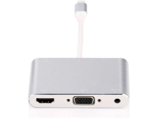 MicroConnect - Lightning-adapter - Lightning hane till HDMI, HD-15 (VGA), minijack hona - silver