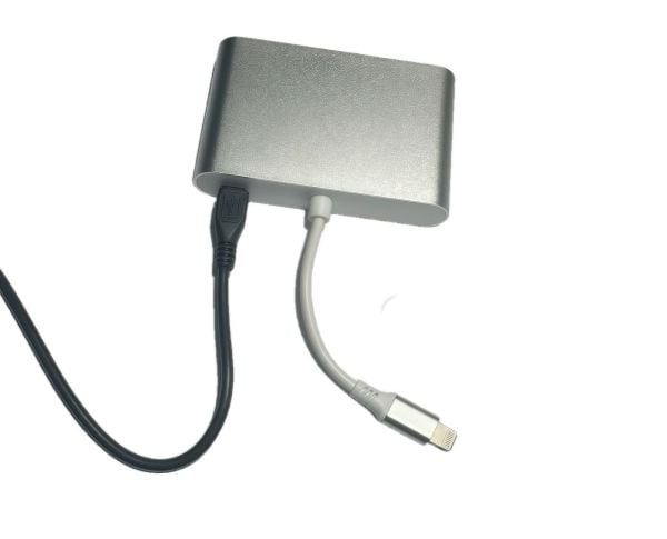 MicroConnect - Lightning-adapter - Lightning hane till HDMI, HD-15 (VGA), minijack hona - silver