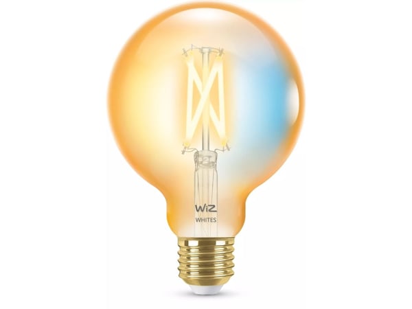 WiZ Whites - LED-filamentlyspære - form: G95 - E27 - 7 W (ekvivalent 50 W) - klasse F - varm til kjølig hvitt lys - 2000-5000 K - ravgul