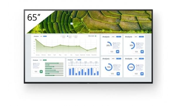 Sony FW-65BZ30L, Digital skiltingstavle (flatskjerm), 165,1 cm (65"), LCD, 3840 x 2160 piksler, Wi-Fi, 24/7