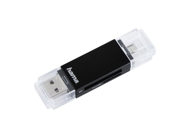 Hama "Basic" USB 2.0 OTG - Kortläsare (SD, microSD, SDHC, microSDHC, SDXC, microSDXC) - USB 2.0