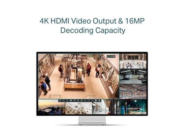 TP-Link VIGI NVR1004H-4P, 4 kanaler, 3840 x 2160 pixel, 720p, 1080p, 2160p, 3840x2160,1920x1080, 1680x1050, 1440x900, 1280x1024, 1024x768, 1280x720...