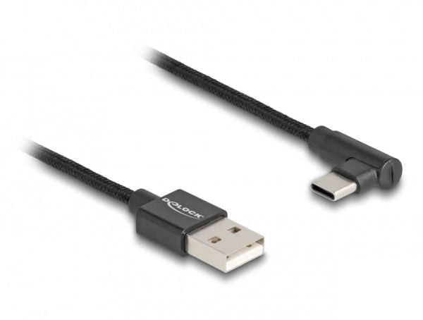 Delock - USB-kabel - USB (hane) till USB-C (hane) vinklad - USB 2.0 - 1.5 A - 50 cm - svart