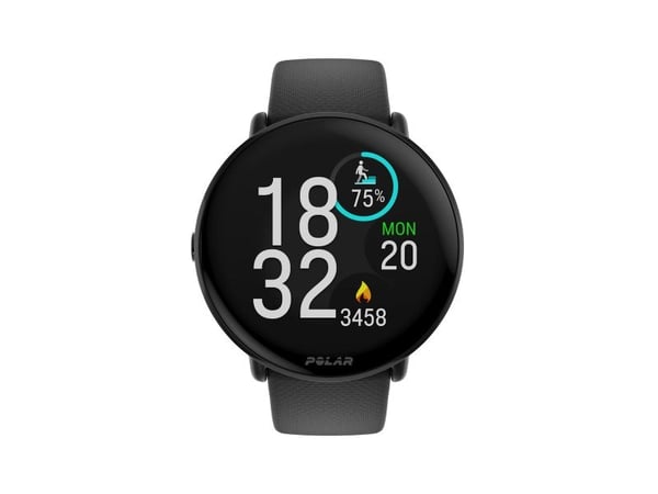 Polar Ignite 3 Titanium - Sportklocka med band - silikon - svart - bandstorlek: S/L - display 1.28" - 32 MB - Bluetooth - 36 g