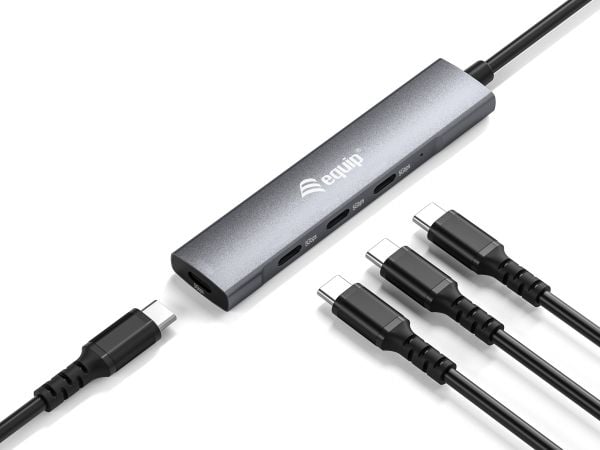 Equip 128963, USB 3.2 Gen 1 (3.1 Gen 1) Type-C, USB 3.2 Gen 1 (3.1 Gen 1) Type-C, 5000 Mbit/s, svart, silver, aluminium, 0,15 m