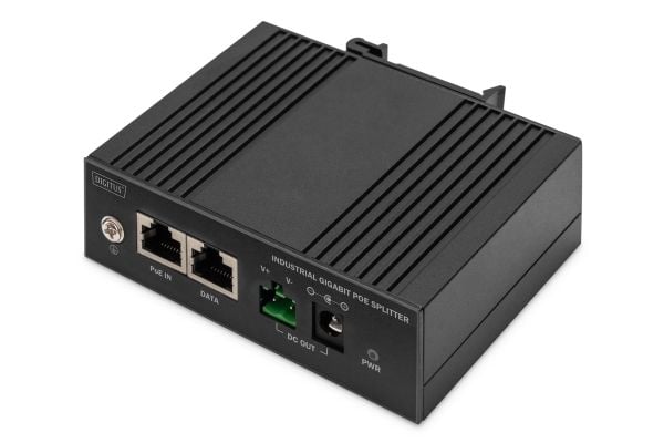 DIGITUS - PoE splitter (DIN-skinnemonterbar) - Gigabit Ethernet, industrial - DC 48 V - 60 watt