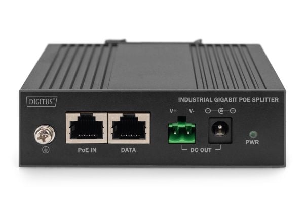 DIGITUS - PoE splitter (DIN-skinnemonterbar) - Gigabit Ethernet, industrial - DC 48 V - 60 watt