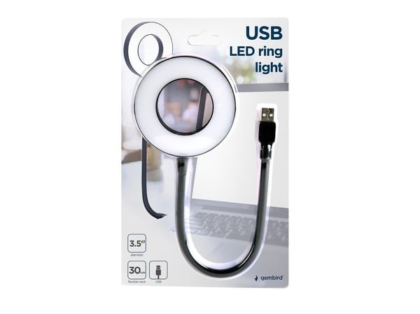 Gembird NL-LEDRING-01, Lamppu, Musta, Valkoinen, PU muovi, Polypropeeni (PP), 0,3 m, 1 kpl, 0.5 V