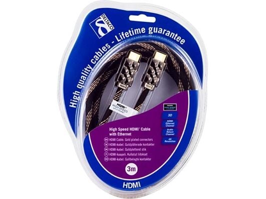 DELTACO - HDMI-kabel med Ethernet - HDMI hane till HDMI hane - 3 m - svart, gul