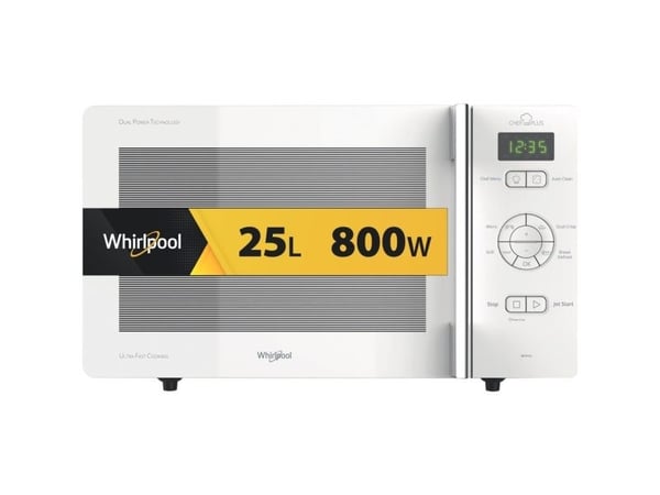Whirlpool Chef Plus MCP 345 WH, Benkeplate, Grill mikrobølge, 25 l, 800 W, Innebygd skjerm, Knapper