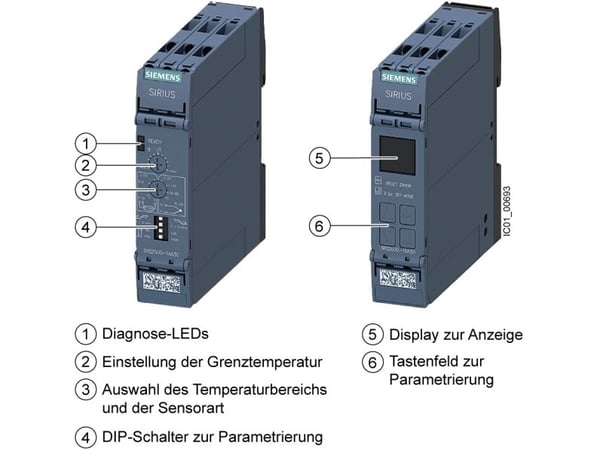 Siemens 3RS2500-1AW30 3RS25001AW30 Temperatur-Überwachungsrelais, 100 mm, 111 mm, 128 mm, 38 mm, 172 g