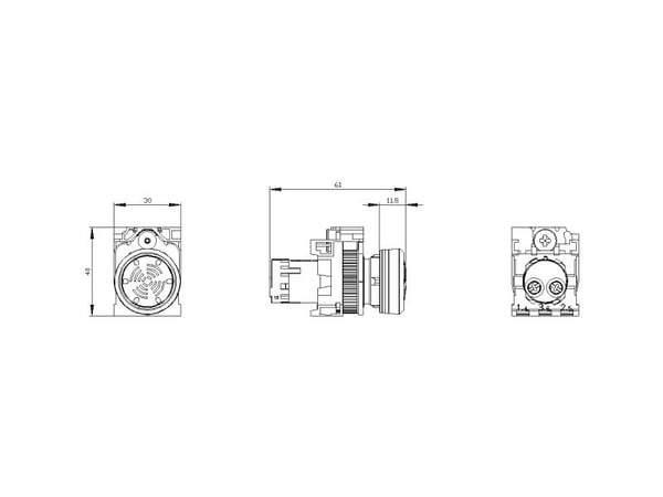 Siemens 3SU1200-6LB10-1AA0, Jatkuva äänimerkki, 85 dB