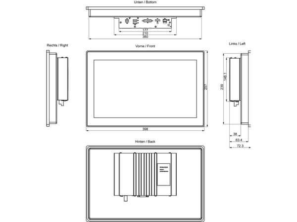 Siemens 6AV7863-5MA00-2NA0, 1080 x 1920 pixlar, 257 mm, 4,64 kg, 620 mm, 510 mm, 230 mm