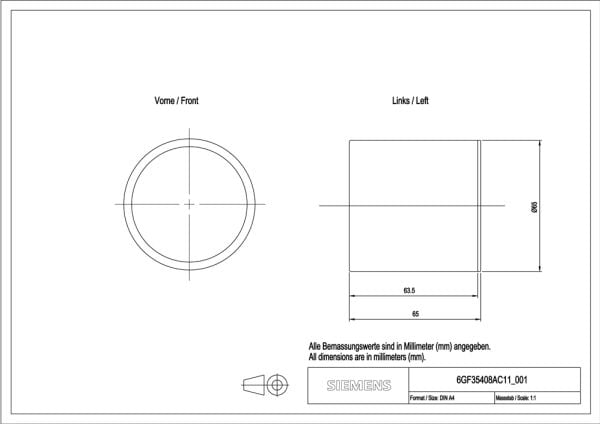 Siemens 6GF3540-8AC11, Svart, 65 mm, 65 mm, 65 mm, 200 g