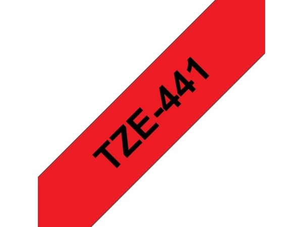Brother TZe-441 - Standardklebemiddel - svart på rødt - Rull (1,8 cm x 8 m) 1 kassett(er) laminert teip - for Brother P-Touch Cube Plus PT-P710BT, ...