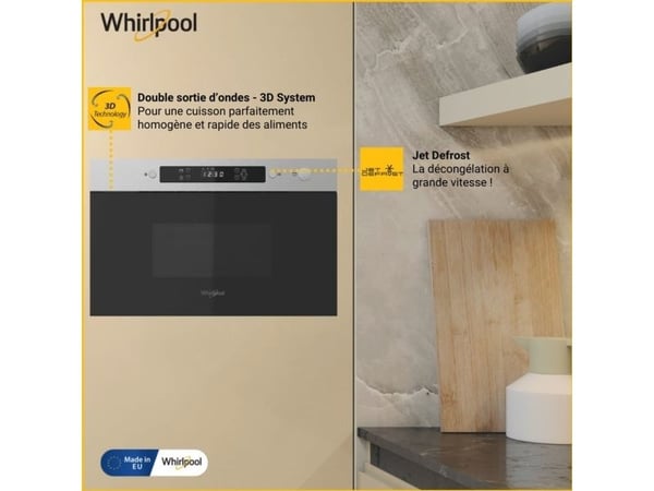 Whirlpool Microwaves, Innebygget, Solo mikrobølge ovn, 22 l, 750 W, Innebygd skjerm, LCD