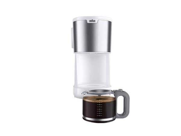 Braun PurShine KF 1500 - Kaffemaskin - 10 kopper - rustfritt stål / hvit